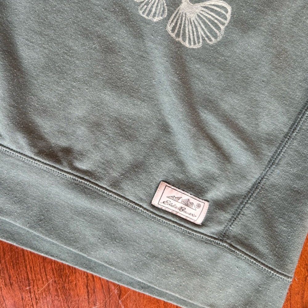 Eddie Bauer Light Teal Floral Gingko Leaf Printed Half-Zip Pullover Sweatshirt - Picture 5 of 9